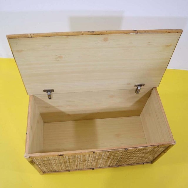 Wood and Bamboo Chest with Woven Storage Cover For Sale - Image 6 of 8