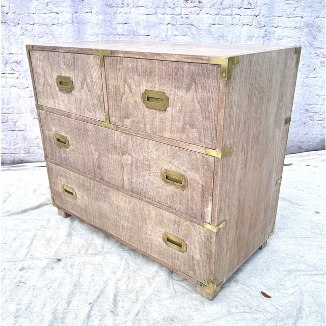 Pair of Baker Mid-Century Bleached Four Drawer Chests For Sale - Image 11 of 12