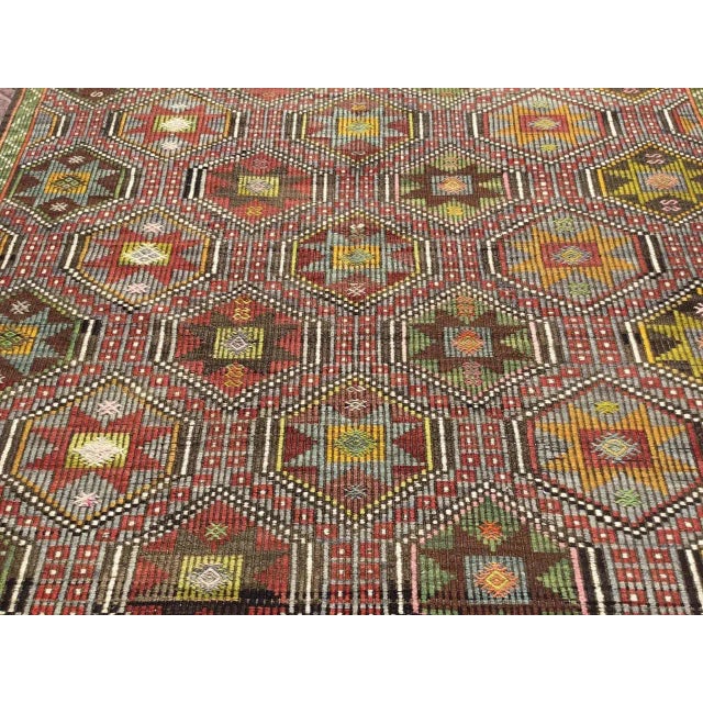 Mediterranean Embroidered Kilim Rug - 75" X 116" For Sale - Image 3 of 11