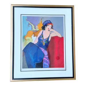 Large Signed Itzchak Tarkay Serigraph - Elegance III - Limited Edition 75/350 - Seated Woman Fine Art