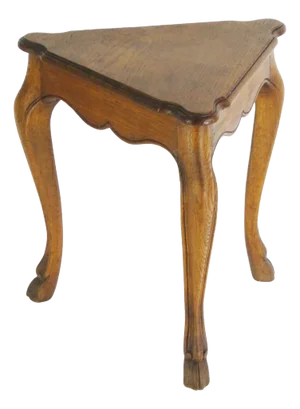 Antique Oak Side Table in Triangular Shape