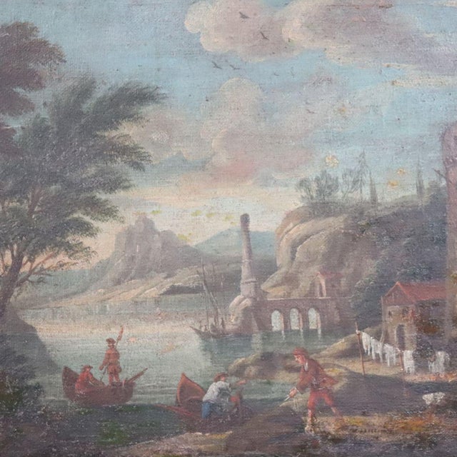 Coastal Landscape, 18th Century, Oil Painting on Canvas For Sale - Image 5 of 15