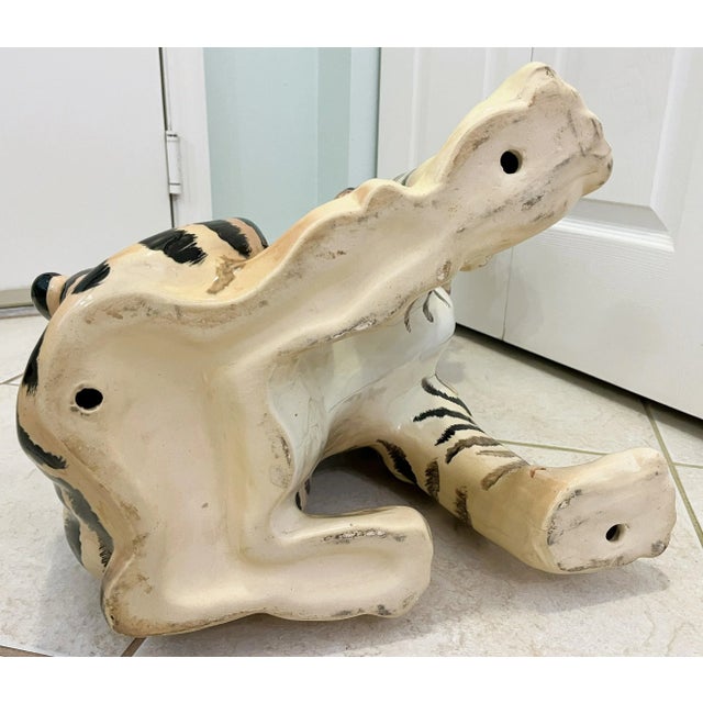 Vintage 1970's Large Scale Hand Painted Ceramic Tiger Figure For Sale - Image 12 of 12