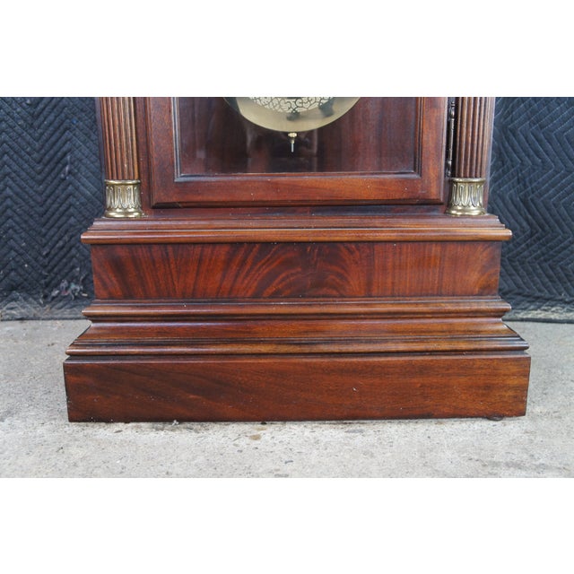 Vintage Howard Miller Georgian Style Flame Mahogany Moon Dial Grandfather Clock For Sale - Image 11 of 16