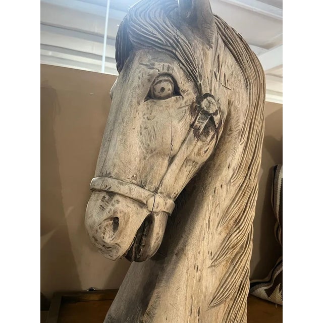 Hand Carved Wood Horse Head For Sale - Image 4 of 9
