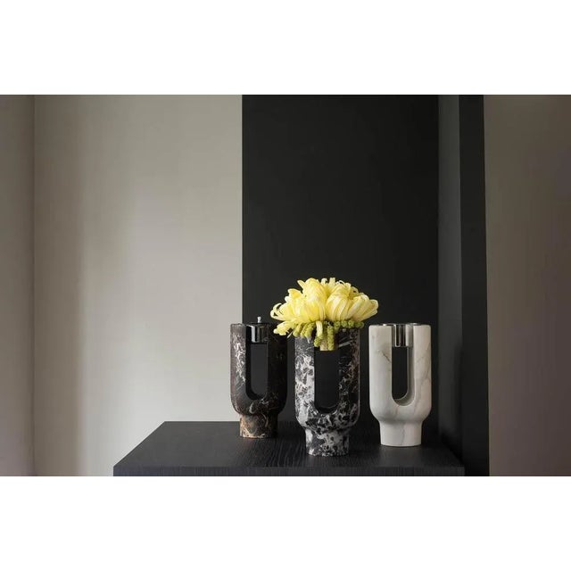 Black Marble Lyra Candleholder by Dan Yeffet For Sale - Image 4 of 9