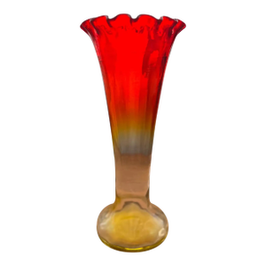 Art Nouveau Vintage Amberina Glass Trumpet Vase, C. 1890–1910