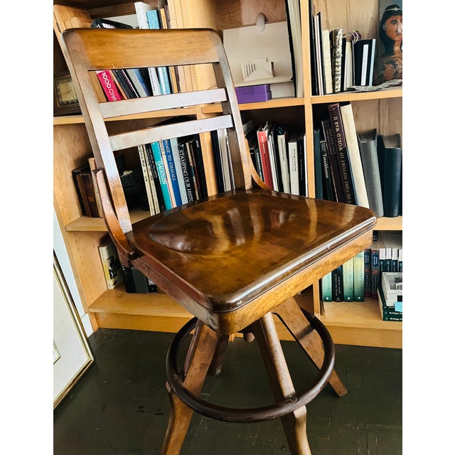 1940s Vintage Industrial Drafting Stool by Gunlocke For Sale - Image 5 of 10