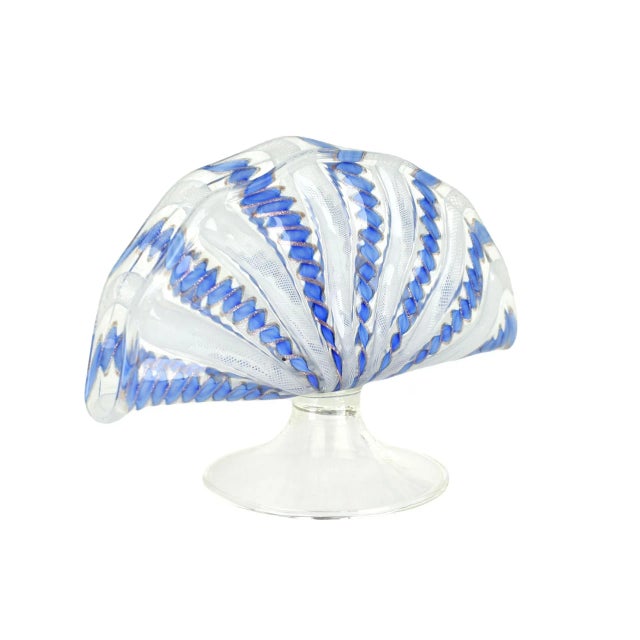 Blue Vintage Murano Glass Latticino Napkin Holder, 1960s For Sale - Image 8 of 8