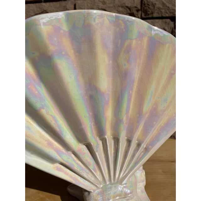 Vintage 1960s Iridescent Fan Vase For Sale - Image 9 of 11