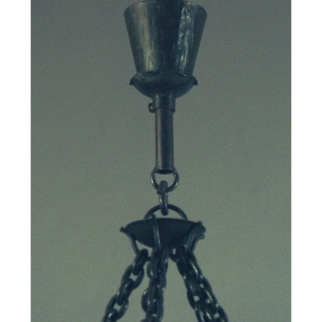 Metal 1920s Wrought Iron Art Deco Chandelier With Beeswax Candles For Sale - Image 7 of 8