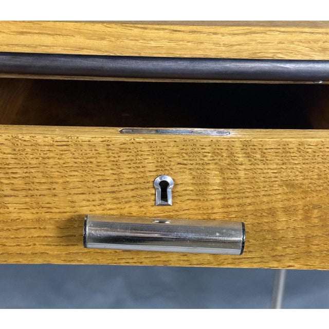 Bauhaus Writing Desk in Oak, 1940s For Sale - Image 6 of 11