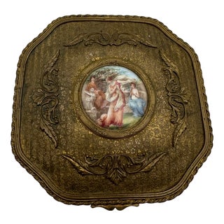 French Bronze Casket with Miniature, 19th Century For Sale