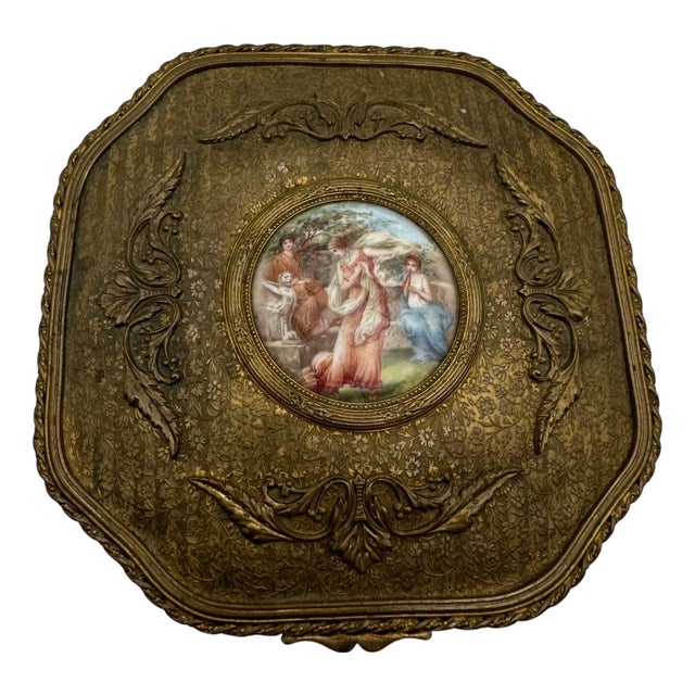 French Bronze Casket with Miniature, 19th Century For Sale