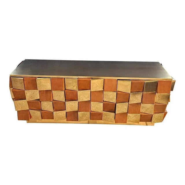 A completely handmade wooden sideboard or bar cabinet. It features two external doors and two convenient central drawers....