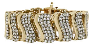 14K Yellow Gold 15.0 Cttw Diamond Chevron Wave 7.25" Inch Link Bracelet (J-K Color, I1-I2 Clarity)
