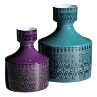 Turquoise and Purple Porcelain Vases by Hans Theo Baumann for Rosenthal, 1964, Set of 2 For Sale