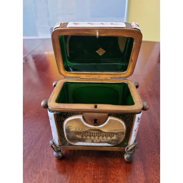 Metal Mid 19th Century Antique Moser Bohemian Glass Overlay Jewel Box Casket For Sale - Image 7 of 8