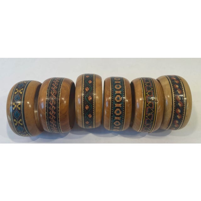 Mid 20th Century Vintage Wooden Napkin Rings - Set of 6 For Sale - Image 5 of 6