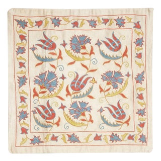 20"x20" 100% Silk Embroidered Cushion Cover. New Toss Pillow. Modern Lace Pillow For Sale