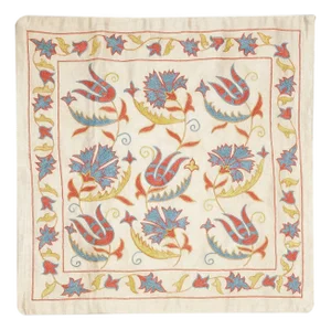 20"x20" 100% Silk Embroidered Cushion Cover. New Toss Pillow. Modern Lace Pillow