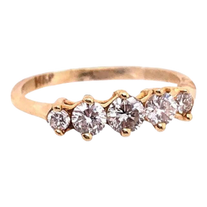 14 Karat Yellow Gold Diamond Ring Wedding Band Anniversary Engagement 0.50 TDW, Size 5