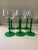 Lovely set of 6 vintage hand-blown wine glasses with green stems made in France