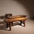 Vintage Rustic Bench with Stool and Coffee Table in Elm, 1980s, Set of 3 For Sale - Image 3 of 15