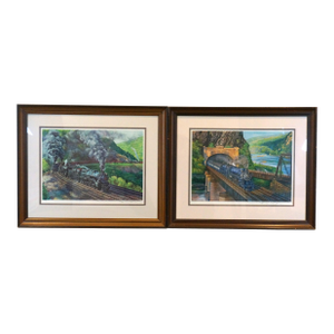 2 Theodore Xaras Locomotive Collotype Print Harpers Ferry Horseshoe Curve Train