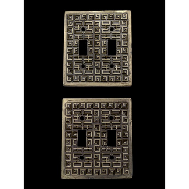 Metal Vintage 1960s Brass Switch Plate Attributed to James Mont For Sale - Image 7 of 8