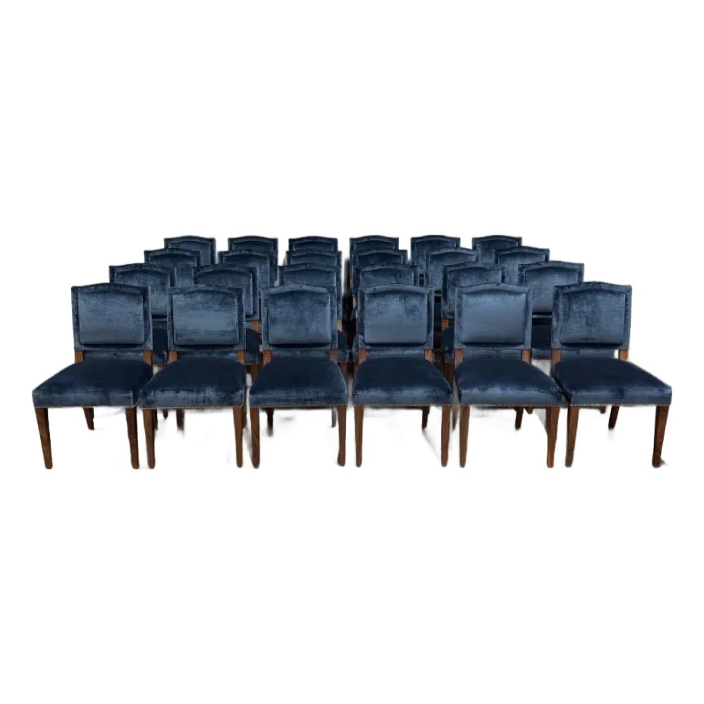 Set of 24 Dining Side Chairs in Velvet With Nailhead Trim ...