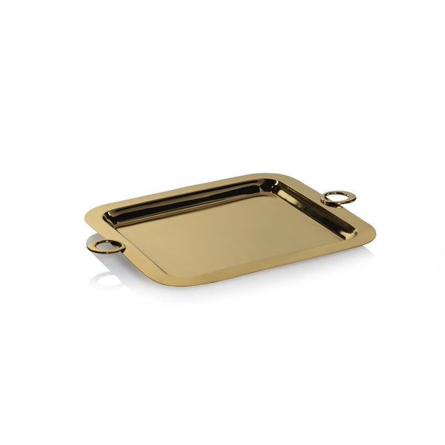 2020s Ollie Gold Polished Brass Serving Tray, 21.25" x 15.5" For Sale - Image 5 of 5