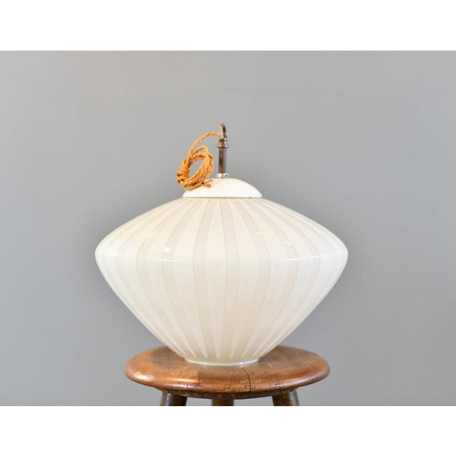 Candy Striped Opaline Pendant Lights by Schaco, 1930s, Set of 2 For Sale - Image 9 of 11