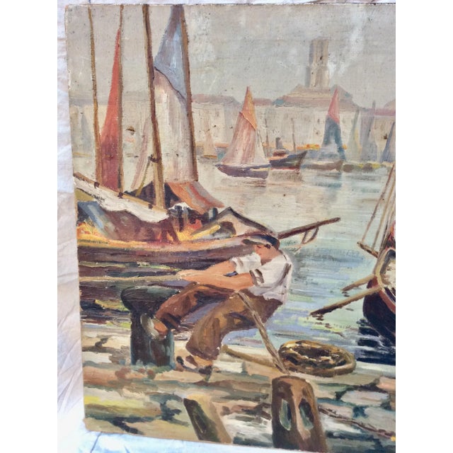 Late 1800s French Nautical Oil on Canvas Painting For Sale - Image 4 of 13
