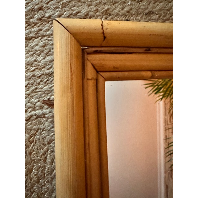 1950s Vintage Spanish Mirror in Natural Bamboo, 1950 For Sale - Image 5 of 9