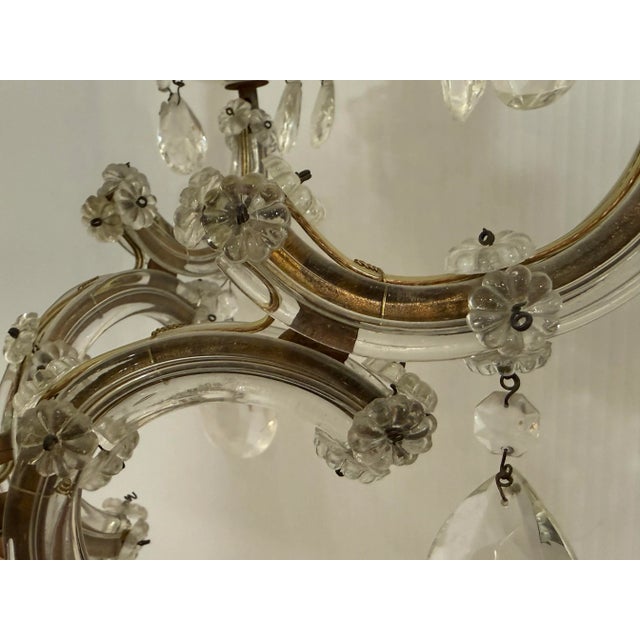 Vintage Six Light Glass + Crystal Chandelier For Sale - Image 10 of 12