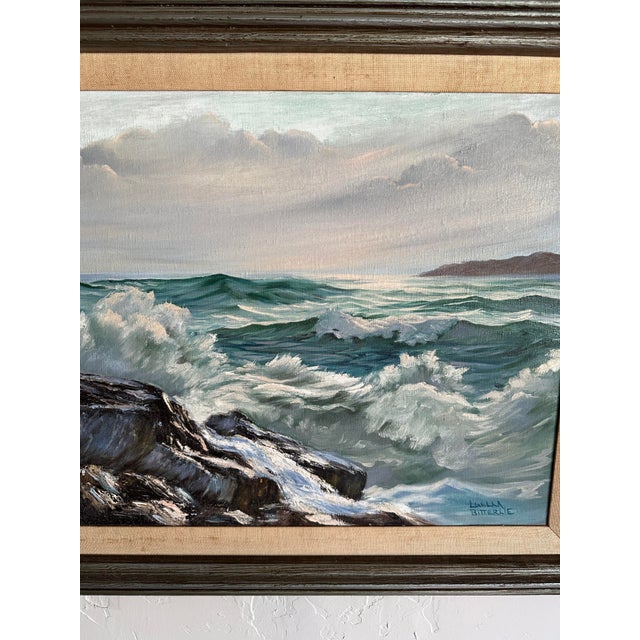 Vintage Original Oil Painting; Framed Seascape by Luella Bitterlie 1980s For Sale In Oklahoma City - Image 6 of 12