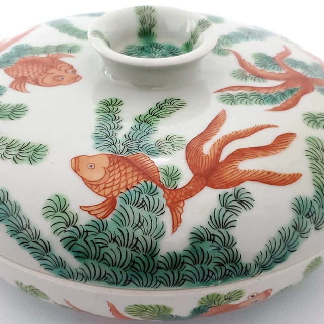 Lidded Serving Dish With Koi Fish For Sale - Image 10 of 12