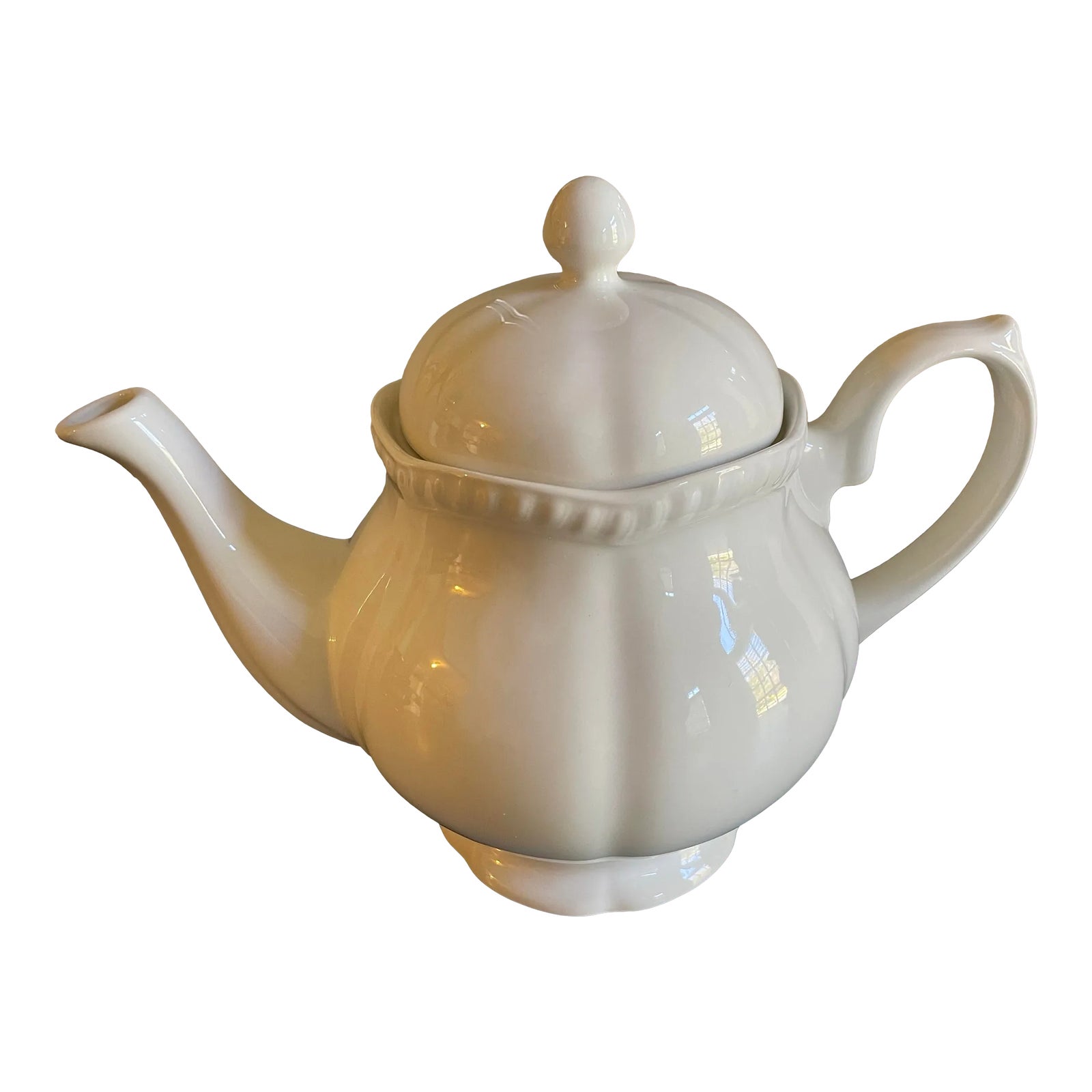 1990s Johnson Brothers Tea Pot in Old English White Pattern | Chairish