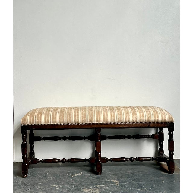 Vintage Spanish Turned Wood Bench For Sale In West Palm - Image 6 of 12
