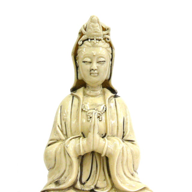 Vintage Off White Porcelain Kwan Yin Statue Chairish