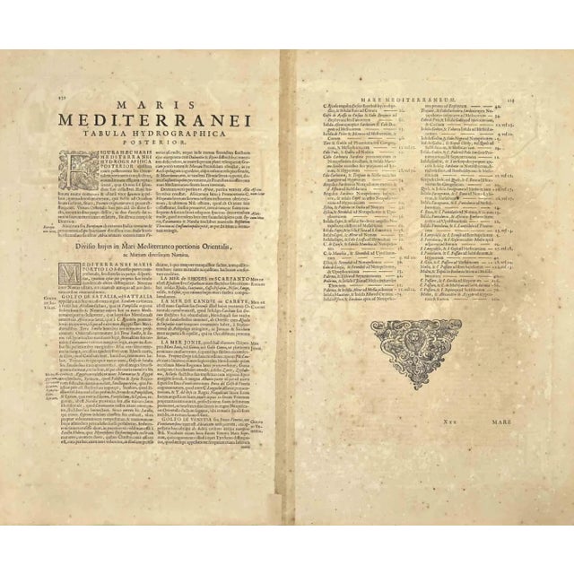 Maris Mediterranei is an ancient map realized in 1650 by Johannes Janssonius (1588-1664). The Map is Hand-colored etching,...