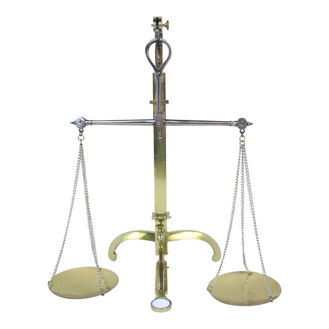 Mid 19th Century English Poished Brass Bankers Scale For Sale
