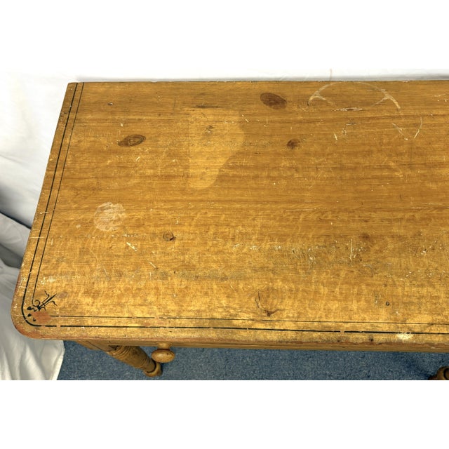 Early 20th Century Primitive Farmhouse Handmade and Painted Pine Table With Drawer For Sale - Image 5 of 18