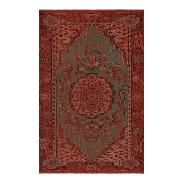 1960s Vintage Zeki Müren Oushak-Style Rug With Medallion Form Rug & Kilim For Sale