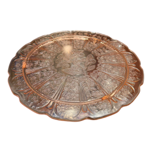 Vintage Pink Depression Glass Cake Plate Jeanette Cherry Blossom Footed Glass Cake Plate