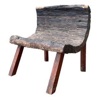 Vintage Primitive Wood Slab Chair For Sale