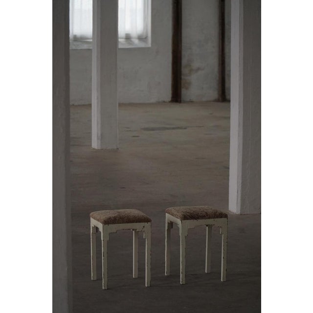 Antique Danish Stools with Lambswool Seats, Late 19th Century, Set of 2 For Sale - Image 4 of 18