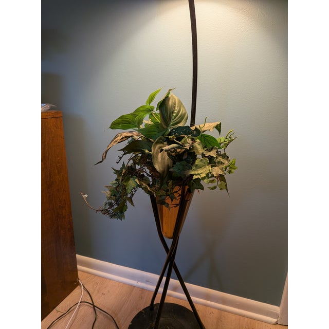 1960s Mid Century Floor Lamp Brass Vase For Sale - Image 5 of 11