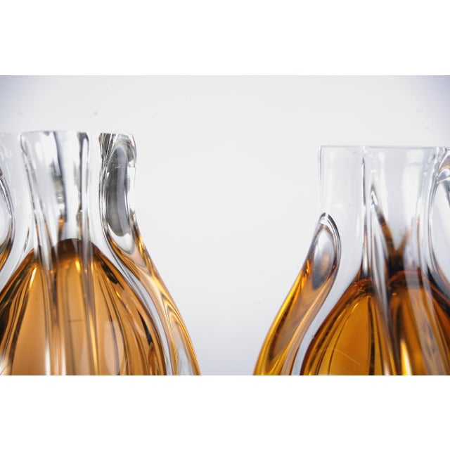 Blue Czech Glass Vase by Josef Hospodka for Sklarny Chribska, 1970s, Set of 2 For Sale - Image 8 of 12